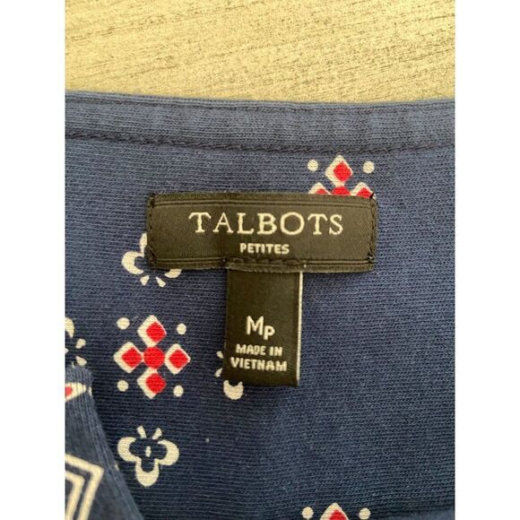 Talbots Blue, Red, and White Paisley Dress (Medium Petite) - Picture 4 of 8